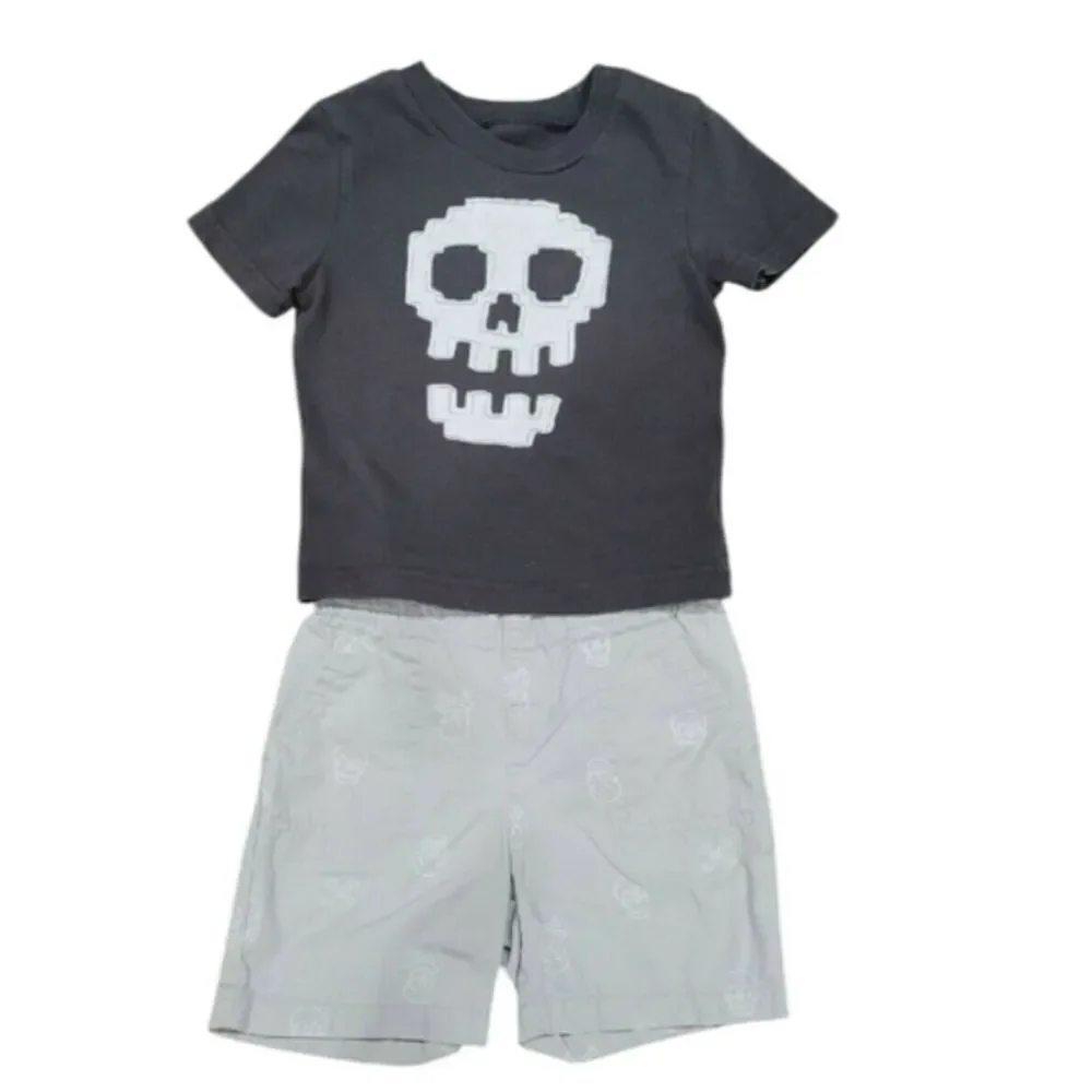 Skull print short set